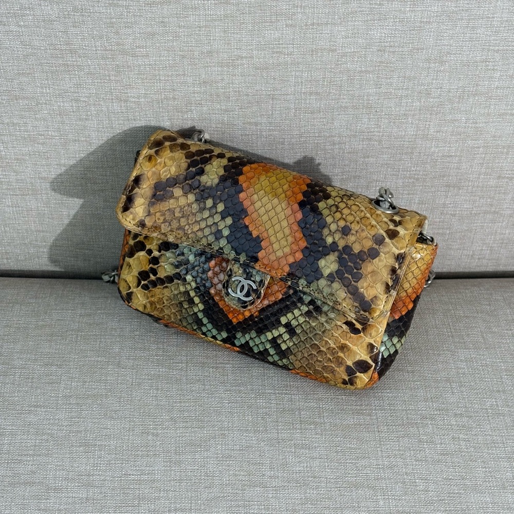 SOLD - CHANEL Multicolor Python Mini Flap Bag SHW - Picture 3 of 16